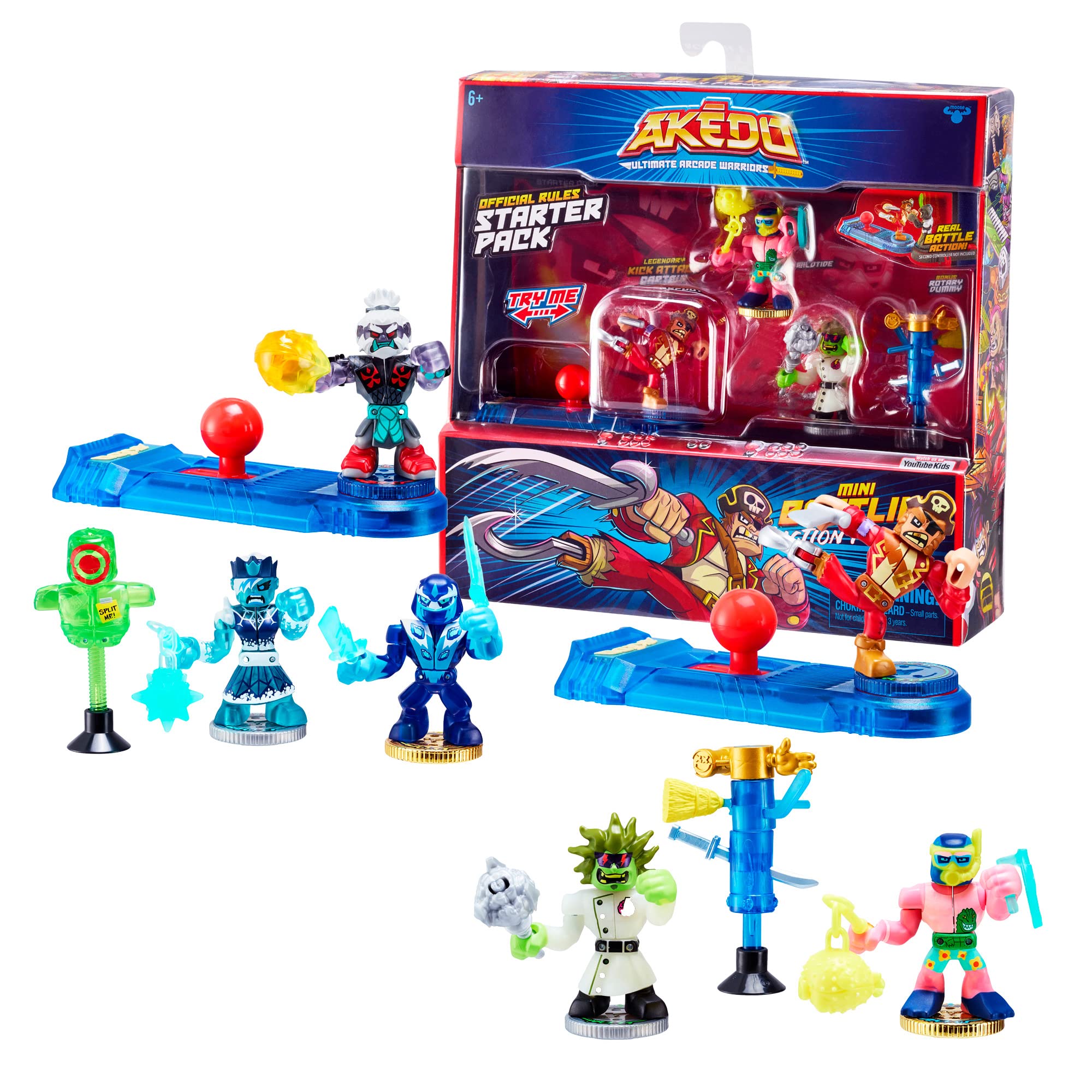 Akedo Kick Attack Starter Pack with 3 Mini Characters Training